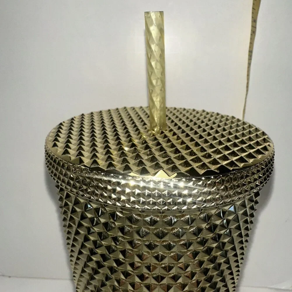 Starbucks 24 oz Venti Cold Cup Gold Studded Tumbler Holiday 2022